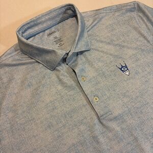 Johnnie-O Striped Stretch Polo Shirt Mens XL Golf Performance Blue White UPF 50